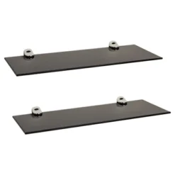 (Set Of 2) 16" X 6" Floating Glass Shelves With Brackets - Danya B. -Decor Vista GUEST 55cac790 760c 47a0 926e 59371a873b5b
