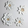 9.5 X 9.5 Inch White Metal Layered Lotus Flower Wall Décor - Foreside Home & Garden