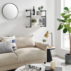 31.5" X 22.5" Modern 2 Tier Hanging Bracket Wall Shelve White Birch - Danya B. -Decor Vista GUEST 565744a8 5947 41b5 b7d3 2e1378bbb108