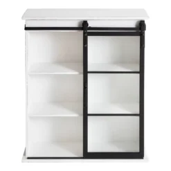22" X 28" Barnhardt Decorative Wooden Wall Cabinet With Sliding Glass Door White - Kate & Laurel All Things Decor -Decor Vista GUEST 5676fbf4 d99f 4e8a a1c5 3c86cf805a1d