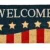 Evergreen Patriotic Stripes Indoor Outdoor Natural Coir Doormat 1'4"x2'4" Multicolored