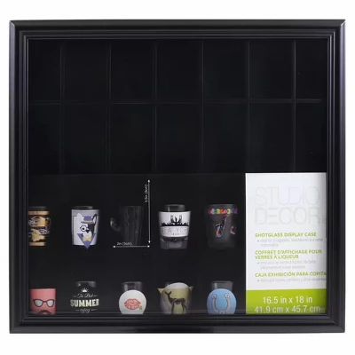 Studio Decor Wall Mounted 18 X 16.5" Modern Style Shot Glass Display Case With 28 Individual Compartments For Homes And Offices, Black (3 Pack) 4 Studio Decor Wall Mounted 18 X 16.5" Modern Style Shot Glass Display Case With 28 Individual Compartments For Homes And Offices, Black (3 Pack) - Image 2