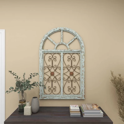 Wood Scroll Arched Window Inspired Wall Decor With Metal Scrollwork Relief White - Olivia & May 8 Wood Scroll Arched Window Inspired Wall Decor With Metal Scrollwork Relief White - Olivia & May - Image 6