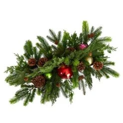 Nearly Natural 24-in Cedar Pine, Pinecones And Ornaments Artificial Christmas Arrangement In Tin Vase -Decor Vista GUEST 59d18e0e fd3c 4673 9136 a5c98265aaaf