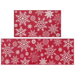 Kitchen Rug And Mat Washable Christmas Festive Decorative Runner Rugs Xmas Snowflakes Floor Mats, 17"x29" + 17"x47" -Decor Vista GUEST 5a152de1 d2f1 43c4 abd4 11ec46be6631