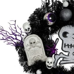 Northlight Purple And Black Spooky Skeleton Pine Halloween Wreath, 24-Inch, Unlit -Decor Vista GUEST 5a3b414b ae67 4581 8d3c 8208dde07cab