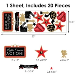 Big Dot Of Happiness Red Carpet Hollywood - Peel And Stick Movie Theater Decor Vinyl Wall Art Stickers - Wall Decals - Set Of 20 -Decor Vista GUEST 5a764d0d 6aa7 4745 949b b717dc438c02