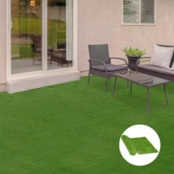 Outsunny 10' X 3' Artificial Turf Grass With Simulated Look & Feel UV Protection, & Drain Holes For Rain
