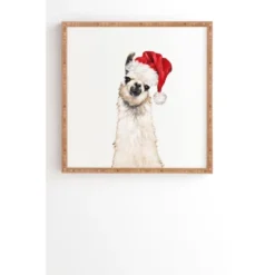 Big Nose Work Christmas Llama Bamboo Framed Wall Art - Deny Designs -Decor Vista GUEST 5b23caf3 ce95 49d3 b5b7 7aafbb641a19