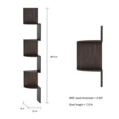 Floating Corner Shelf- 5 Tier Wall Shelves With Hidden Brackets To Display Décor, Books, Photos, More- Hardware Included By Lavish Home (Dark Brown) 11 Floating Corner Shelf- 5 Tier Wall Shelves With Hidden Brackets To Display Décor, Books, Photos, More- Hardware Included By Lavish Home (Dark Brown) -Decor Vista GUEST 5ddae5b4 0e72 4b16 95bf 462b7aba1431