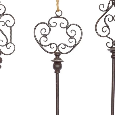 Set Of 3 Metal Keys Wall Decors With Rope Hanger Black - Olivia & May 4 Set Of 3 Metal Keys Wall Decors With Rope Hanger Black - Olivia & May - Image 2