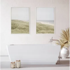 (Set Of 2) 23" X 33" Sylvie Peaceful Serene Framed Canvas By Creative Bunch White - Kate & Laurel All Things Decor -Decor Vista GUEST 5f15c700 0c7e 449a 95ff ba82fbafea37