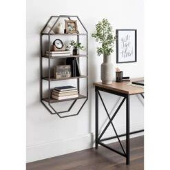Adela Wood/Metal Decorative Wall Shelf - Kate & Laurel All Things Decor -Decor Vista GUEST 6276b463 641a 430a b9ee b6353793d6e6