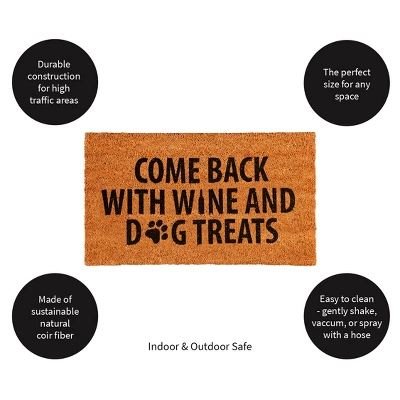 Evergreen Come Back With Wine And Dog Treats Indoor Outdoor Doormat 1'4"x2'4" Brown 5 Evergreen Come Back With Wine And Dog Treats Indoor Outdoor Doormat 1'4"x2'4" Brown - Image 3