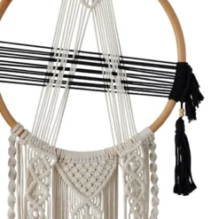 Cotton Macrame Handmade Intricately Weaved Wall Decor With Beaded Fringe Tassels Black - Olivia & May -Decor Vista GUEST 63af0b9c ffbf 43f6 8ac4 338b7e880044