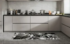 J&V TEXTILES 20" X 55" Oversized Cushioned Anti-Fatigue Kitchen Runner Mat (Black Leaves)