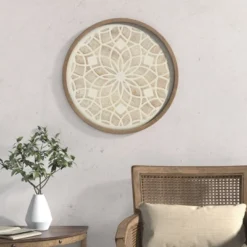 Leah Round Two-Tone Medallion Wall Decor Natural/White - Madison Park 14 Leah Round Two-Tone Medallion Wall Decor Natural/White - Madison Park -Decor Vista GUEST 65bf49e3 ccde 448f b852 ab73aed441cc