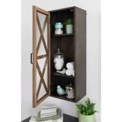 30" X 12" Mace Decorative Rustic Floating Storage Cabinet Rustic Brown - Kate & Laurel All Things Decor -Decor Vista GUEST 65d12010 756a 4123 9663 034b1e95279d