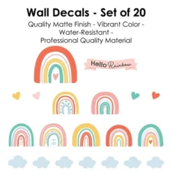 Big Dot Of Happiness Hello Rainbow - Peel And Stick Nursery And Kids Room Vinyl Wall Art Stickers - Wall Decals - Set Of 20 -Decor Vista GUEST 664f69f4 5a1c 4cdb 81c9 98c2d091652b