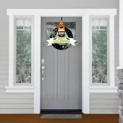 Big Dot Of Happiness Halloween Gnomes - Outdoor Spooky Fall Party Decor - Front Door Wreath