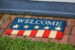 Evergreen Patriotic Stripes Indoor Outdoor Natural Coir Doormat 1'4"x2'4" Multicolored -Decor Vista GUEST 69459212 ab23 487f a4b1 b7a0dea03cfa