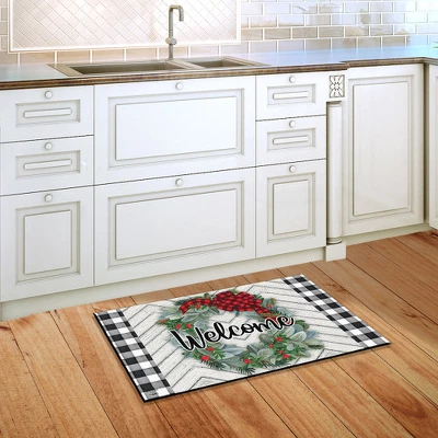 Briarwood Lane Winter Wreath Welcome Doormat Checkered Indoor Out 5 Briarwood Lane Winter Wreath Welcome Doormat Checkered Indoor Out - Image 3