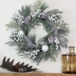 Northlight Frosted Mixed Pine And Pine Cone Artificial Christmas Wreath, 24-inch, Unlit -Decor Vista GUEST 69ae29b7 53ae 47e6 b3f2 942c4ad9c428