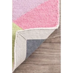 Nuloom Bianca Geometric 2x8 Wool Runner Rug For Living Room Bedroom Dining Room Entryway Hallway Kitchen, Green/Dark Purple -Decor Vista GUEST 69da4653 9486 4410 b686 bbc537cf7f47