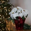 Northlight 14.5" White Artificial Christmas Poinsettia With Red Wrapped Base -Decor Vista GUEST 6a314d45 7b06 40cf b09c 3d6bc3dbd5e3