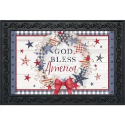 American Wreath Rustic Doormat Patriotic Indoor Outdoor 30" X 18" Briarwood Lane