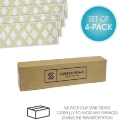 SussexHome Floral Design Cotton Anti-Slip Stair Treads, 9” X 28“ -Decor Vista GUEST 6b09d105 c261 4b55 a9ec 0c9ef74531a4