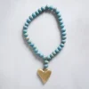 Storied Home Mango Wood Bead Strand With Gold Heart Pendant, Aqua -Decor Vista GUEST 6ba8065a aa54 4674 b132 0e3ad5812129