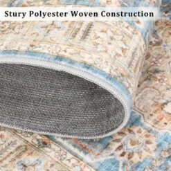 Non Slip Machine Washable Rugs 9x12 Area Rugs For Living Room Bedroom Soft Vintage Rugs Low Pile Large Carpet -Decor Vista GUEST 6bd43f6d cad8 47ed ae8a 7f5b1a569d65