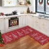 Christmas Red Kitchen Mat Sets Of 2 Washable Runner Rug,17x29In+17x47In,Non Slip Non Shedding Kitchen Rug Decorative Runner Mats -Decor Vista GUEST 6c25f5c0 58b3 472d 85b3 512db7d57165