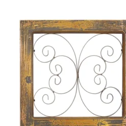 36" X 14" Wood Scroll Window Inspired Wall Decor With Metal Scrollwork Relief Brown - Olivia & May -Decor Vista GUEST 6c7f8400 16cd 4c48 849d de14efe80ad0