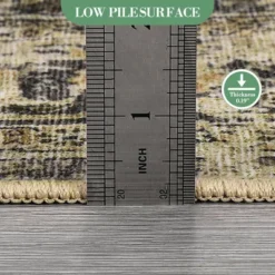 8x10 Rugs Washable Non-Slip - Vintage Floral Area Rug, Large Distressed Carpet, Soft Low Pile Machine Washable Rug (Green) -Decor Vista GUEST 6d178215 0292 4e2b 9769 e128a1b5fd60