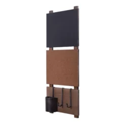 Multi-Functional Wall Memo Board With Chalkboard And Corkboard Brown - StyleCraft