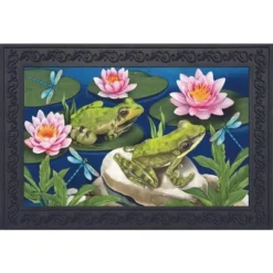 Frog Pond Summer Doormat Lily Pads Indoor Outdoor 30" X 18" Briarwood Lane