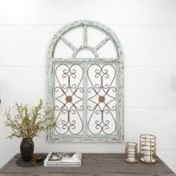 Wood Scroll Arched Window Inspired Wall Decor With Metal Scrollwork Relief White - Olivia & May 25 Wood Scroll Arched Window Inspired Wall Decor With Metal Scrollwork Relief White - Olivia & May -Decor Vista GUEST 6e3ff314 2448 42ff 82c1 34117660bd40