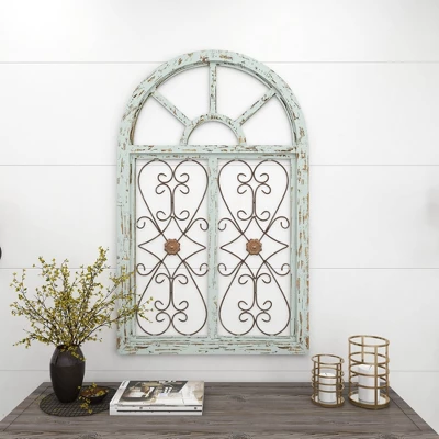 Wood Scroll Arched Window Inspired Wall Decor With Metal Scrollwork Relief White - Olivia & May 9 Wood Scroll Arched Window Inspired Wall Decor With Metal Scrollwork Relief White - Olivia & May - Image 7