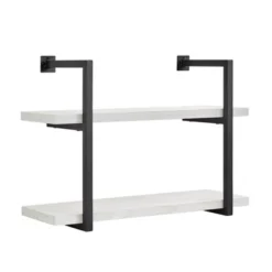 31.5" X 22.5" Modern 2 Tier Hanging Bracket Wall Shelve White Birch - Danya B. -Decor Vista GUEST 70191cc6 3a5c 49f8 b010 87e6bdb2d7e0