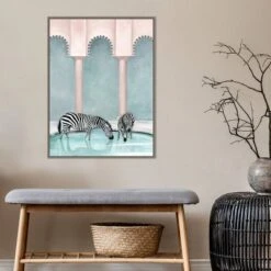 22" X 30" Office Gossip (Zebras) By Urban Road Framed Canvas Wall Art Gray Wash - Amanti Art -Decor Vista GUEST 70c5a50f 7d53 42d2 a827 73929804ca56