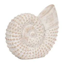 Sagebrook Home 7" Polyresin Shell Figurine - Contemporary White Decorative Seashell Table Accent - Coastal Ocean Beach Theme Home Or Office Table