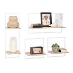 4pc Framed Wall Shelf Set White/Maple - Danya B. -Decor Vista GUEST 7194e2f1 9db0 4252 80b1 2c9e628df030