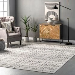Nuloom Laine Geometric 5x8 Indoor Area Rug For Living Room Bedroom Dining Room Kitchen, Beige/Ivory