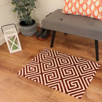 2'x3' ColorStar Greek Grid Door Mat Red Rust - Bungalow Flooring 4 2'x3' ColorStar Greek Grid Door Mat Red Rust - Bungalow Flooring - Image 2