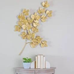 Metal Floral Orchid Wall Decor With Stem Gold - CosmoLiving By Cosmopolitan -Decor Vista GUEST 744309b3 6a5d 4ef1 96d4 3864c5721fa8