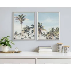 18" X 24" 2pc Sylvie Coastal Coconut Palm Tree Beach Framed Canvas Set By The Creative Bunch Studio White - Kate & Laurel All Things Decor -Decor Vista GUEST 746e02e7 5981 42ce abd5 ee5fc6928aa5