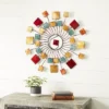 Metal Sunburst Wall Decor With Square Panel Accent Brown - Olivia & May