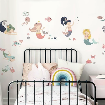 Sweet Pastel Mermaids Peel And Stick Wall Decal - RoomMates 4 Sweet Pastel Mermaids Peel And Stick Wall Decal - RoomMates - Image 2